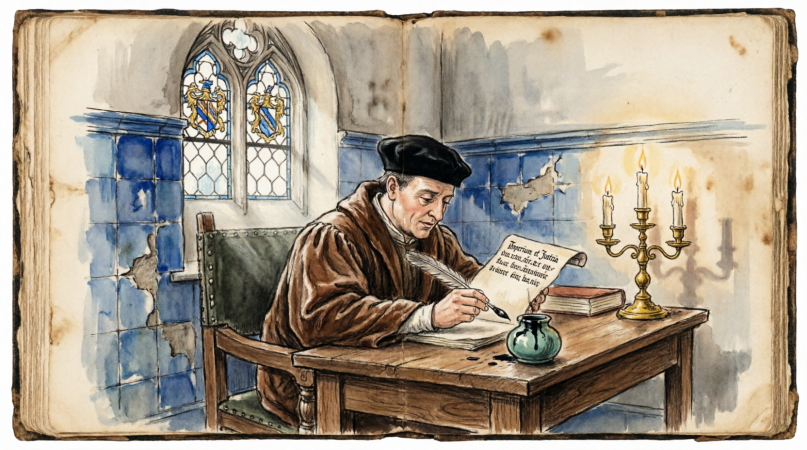 Een geleerde leest stiekem een verboden boek